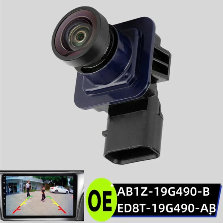 Rear view backup camera with LCD preview screen and blue-black lens housing