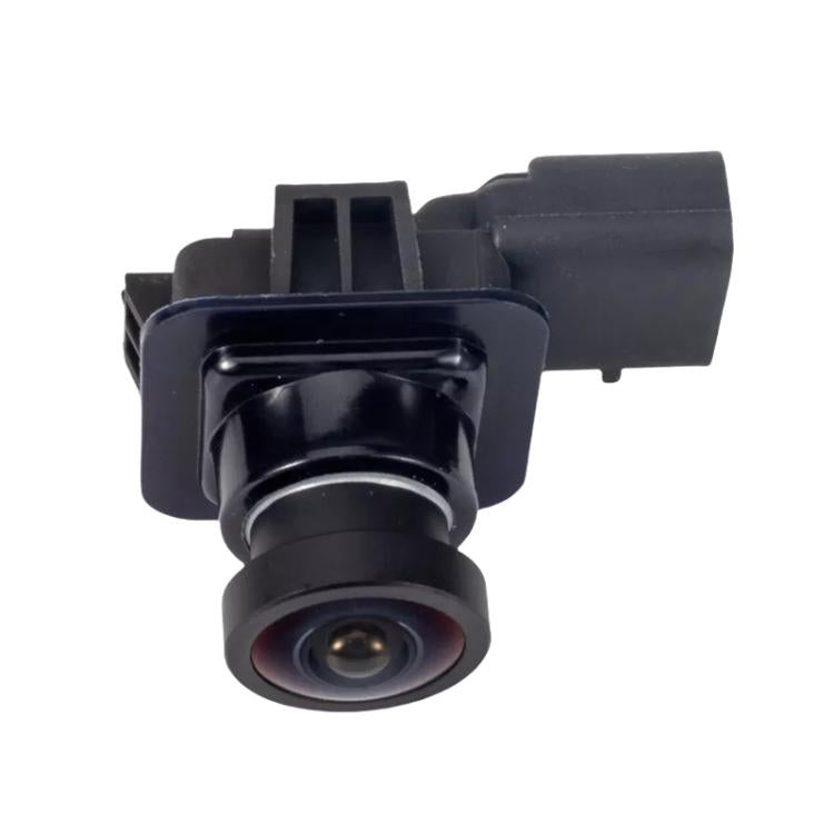 Rearview backup camera lens in black square housing with connector