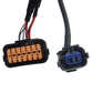 Rear view camera wiring connectors with blue and orange plug ends