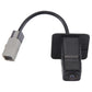 Black rear reversing camera with protective housing, cable, and gray USB-style adapter