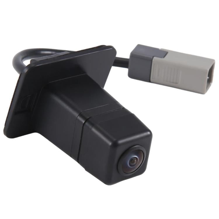 Front view of rear reversing camera with black housing and gray power connector