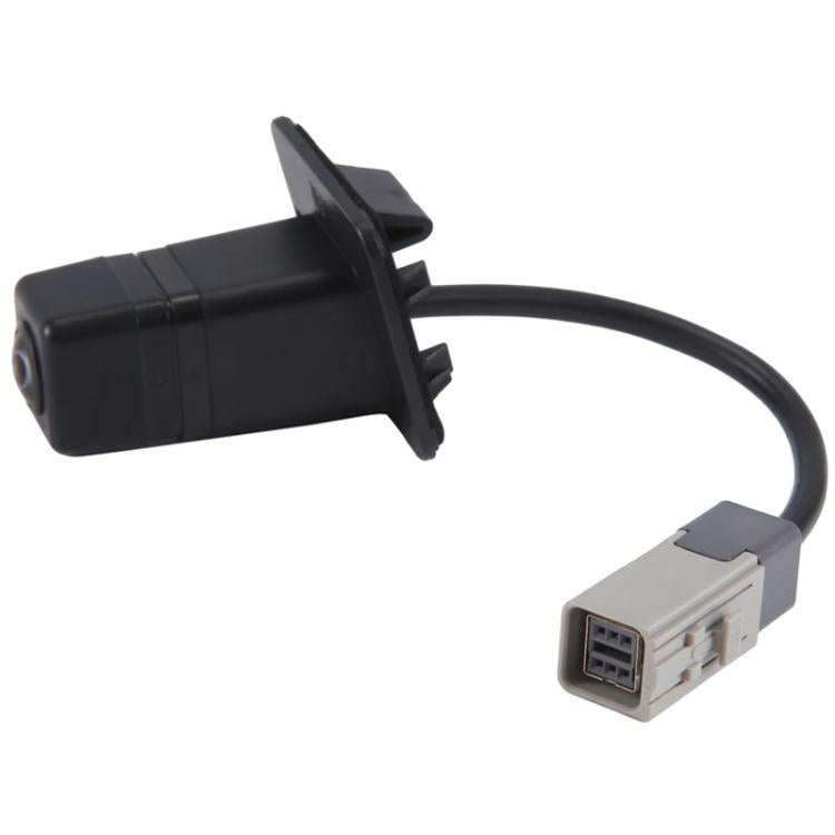 Reversing camera with black mounting base, cable, and gray 4-pin connector