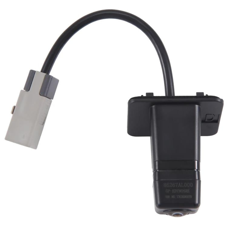 Rear view camera assembly with cable, black housing, and gray plug connector
