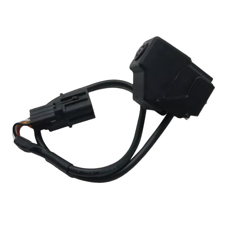 Rear view backup assist camera with black cable and plug connector