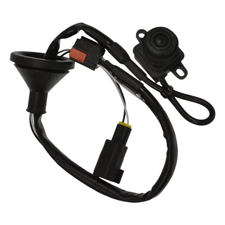 Rear view reversing camera with wiring harness and mounting bracket, black