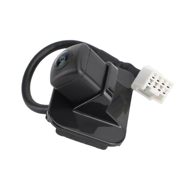Black rear view reversing camera module with lens and multi-pin white connector