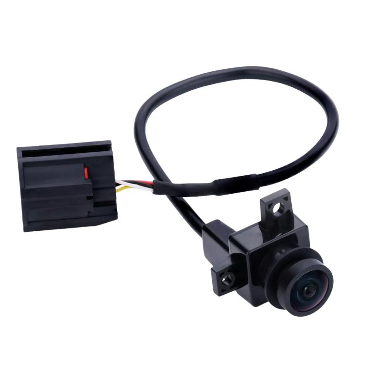 Rearview auxiliary car camera module with attached wiring harness and connector plug
