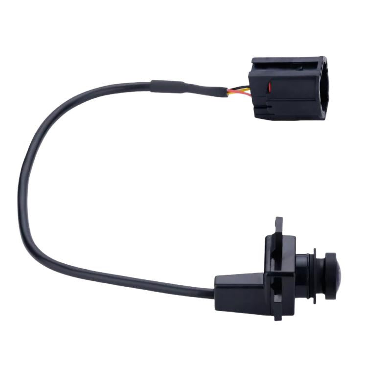 Rearview auxiliary camera with long black cable and wiring connector ends