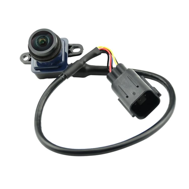 Rearview backup camera with mounting bracket and wiring harness, black connector