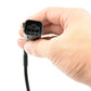 Rearview backup camera wiring plug with multiple pin connector, close-up