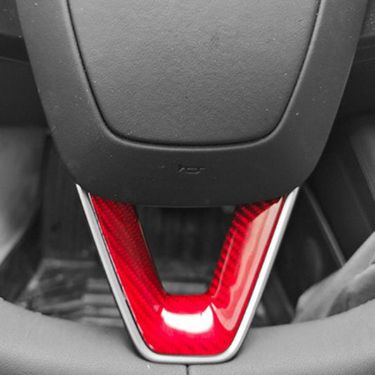 For Tesla Model 3 Car Modification Interior Carbon Fiber Steering Wheel Patch, Matte, Glossy, Red, Froged Pattern