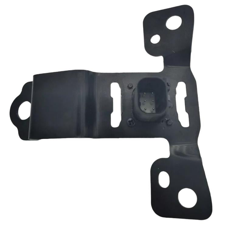 Black rearview camera bracket with protective housing and mounting holes