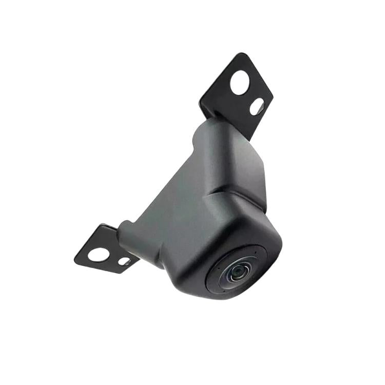 Auxiliary front view camera with corner mounting plates and front lens, black body