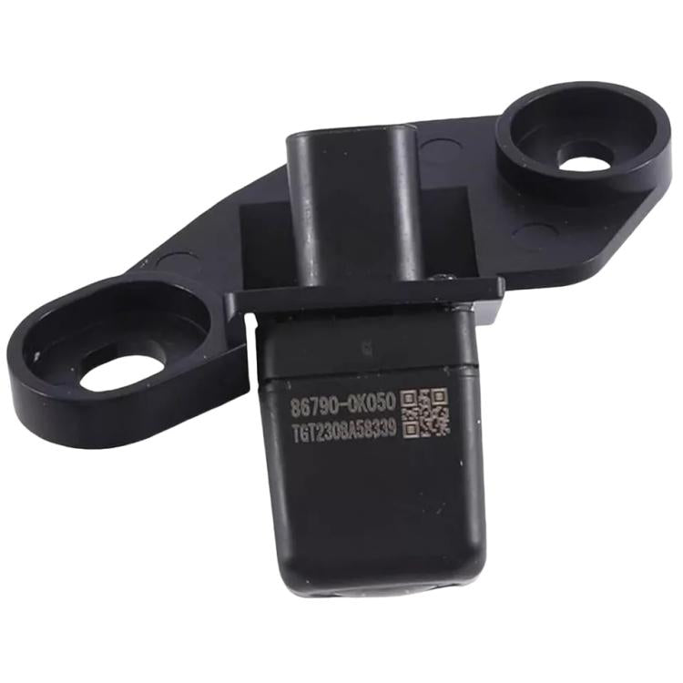 Black reversing camera with mounting bracket and barcode/QR label
