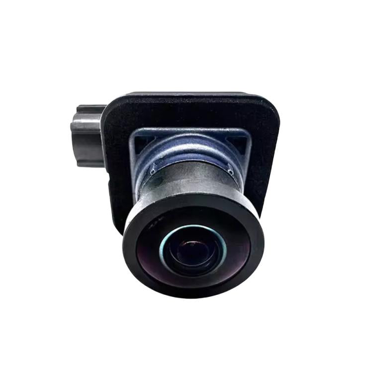 Parking assist camera with black housing and wide-angle lens window