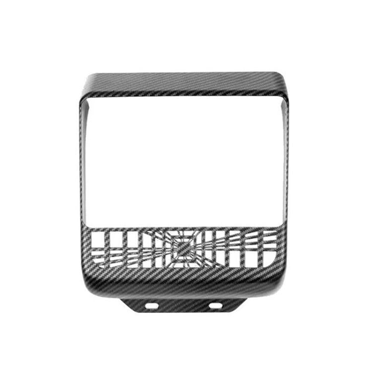 Car rear air vent protection frame with carbon-fiber pattern and black accents