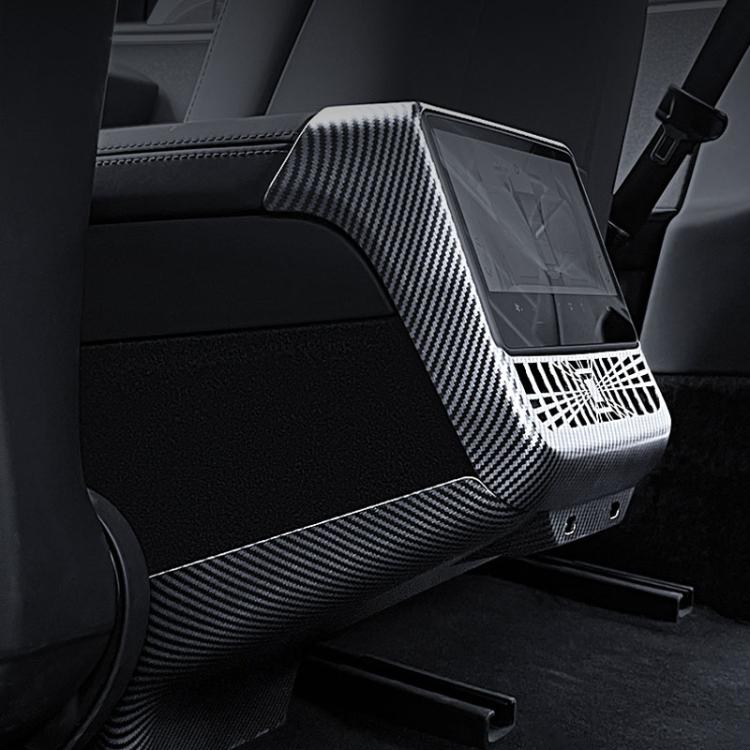 Rear air vent protection frame with carbon-fiber pattern installed on car interior