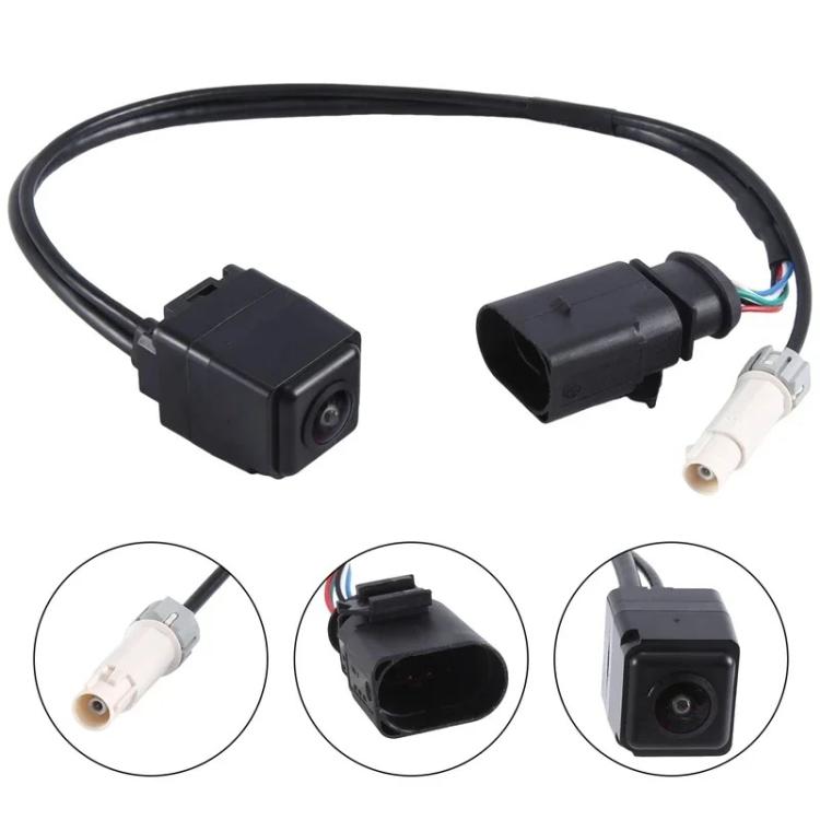 Reverse camera module with cable set and connector, black housing, visible lens