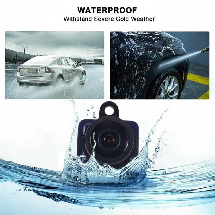 Rearview camera lens with water splash over the camera housing