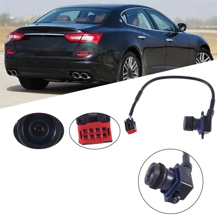 Rearview camera kit with lens, mounting bracket, and wiring connectors
