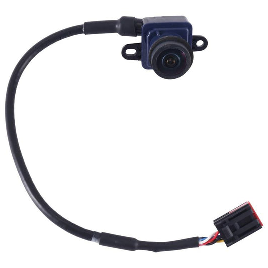 Rearview parking camera module with lens, wiring harness, and electrical connector