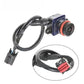Rear view reversing camera with blue connector, wiring harness, and orange-ring lens