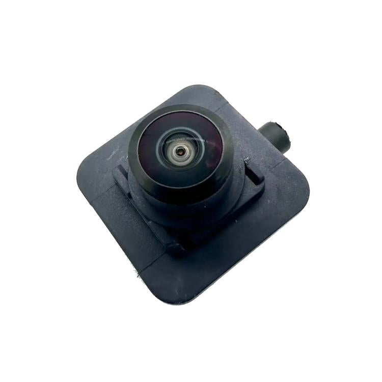 Rear view reversing camera module with black mounting bracket and round lens window