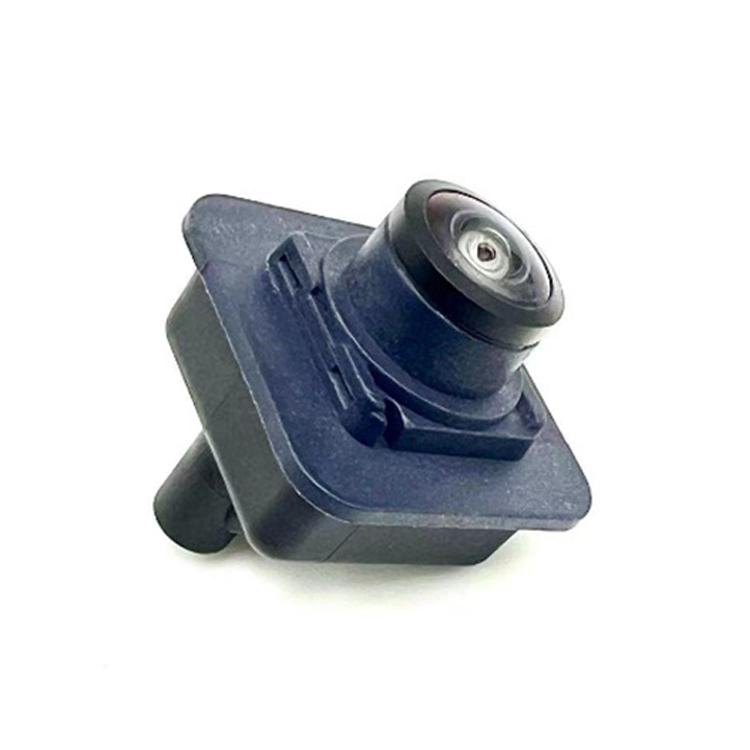 Rear-view reverse assist camera, angled with mounting bracket and circular lens