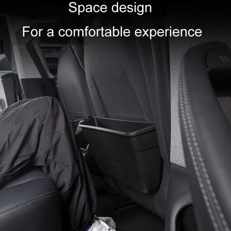 Car seat rear wet/dry storage box installed in back row seat, open-top bin