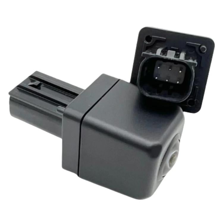 Reversing rear view camera module with dark housing and wiring connector