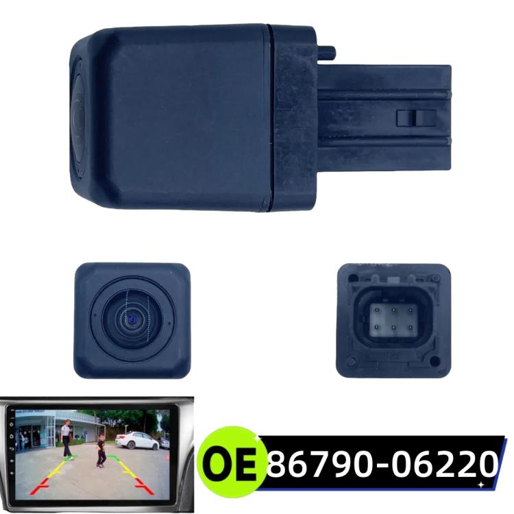 Dark blue rear view camera module with lens and mounting connectors