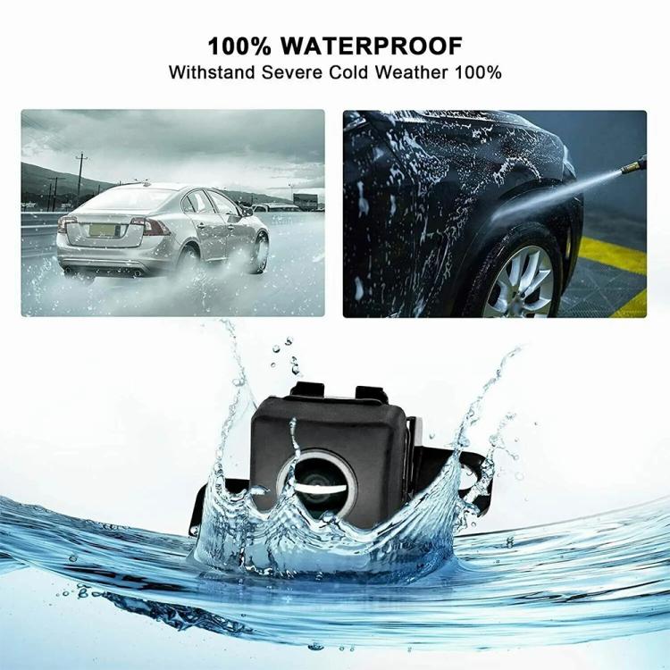 Waterproof rear view camera module with water splash around it