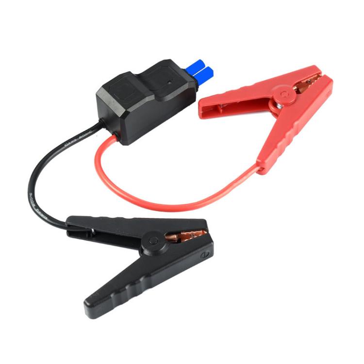 Crocodile clip connector set with red clamps, black clamps, and charging cable