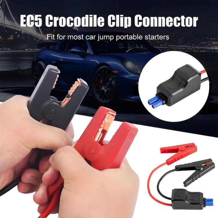Handheld car jump starter clip connector kit with red and black clamps