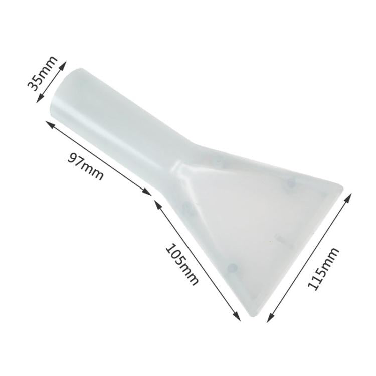 Translucent curved suction nozzle adapter with 35mm, 97mm and 115mm dimensions