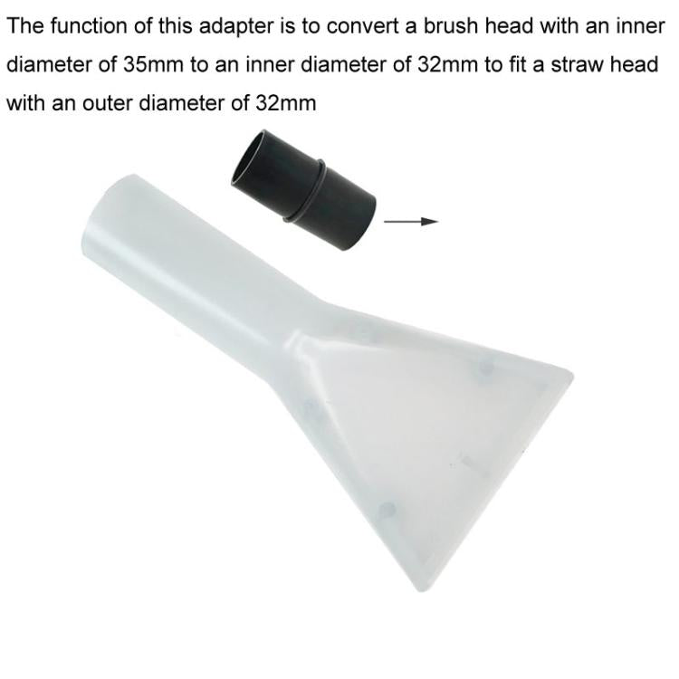 Translucent suction pickup adapter with black connector ring for 35mm to 32mm brush