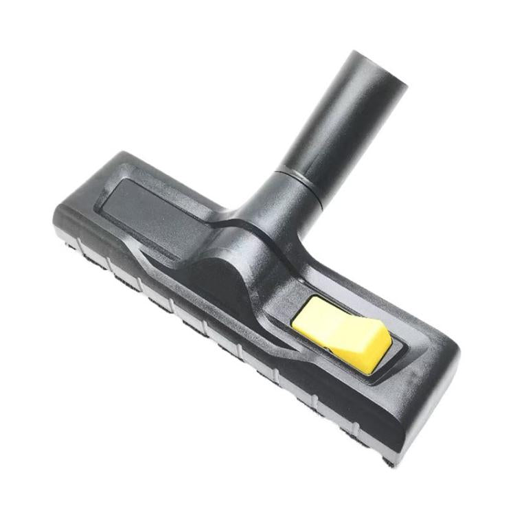 Floor cleaning brush attachment with yellow button and wide cleaning head