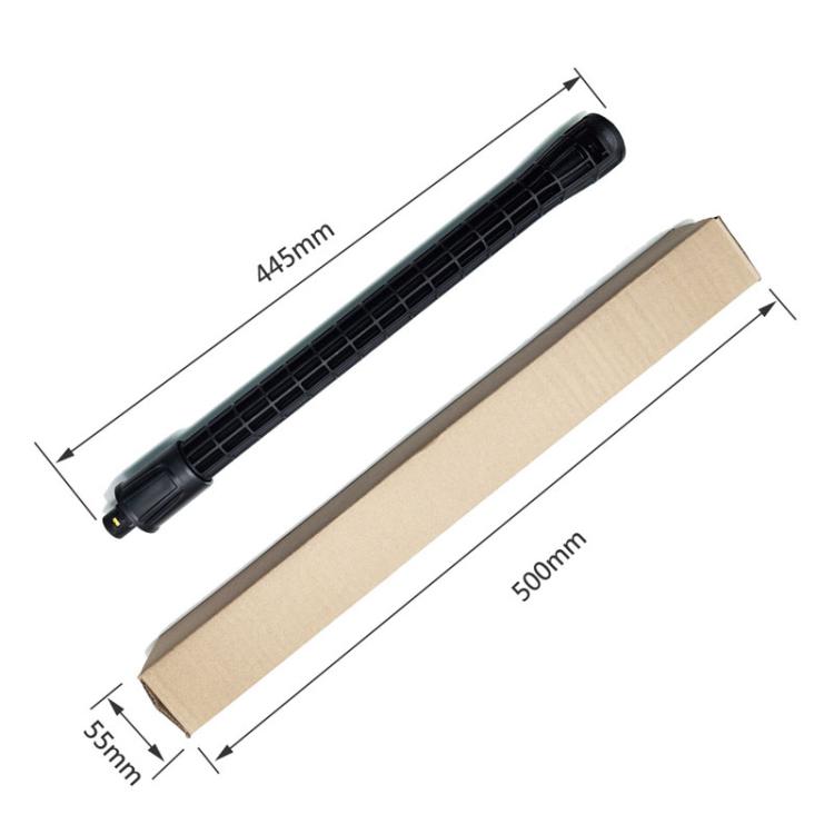 Car washer extension rod with grid grip and end cap, black