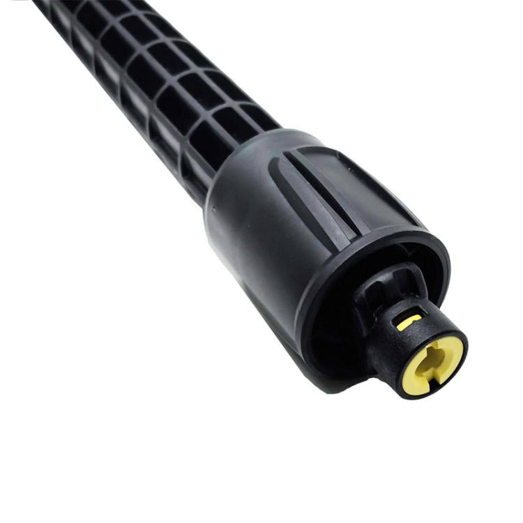 Car washer extension rod with yellow quick-connect coupler, black grid grip