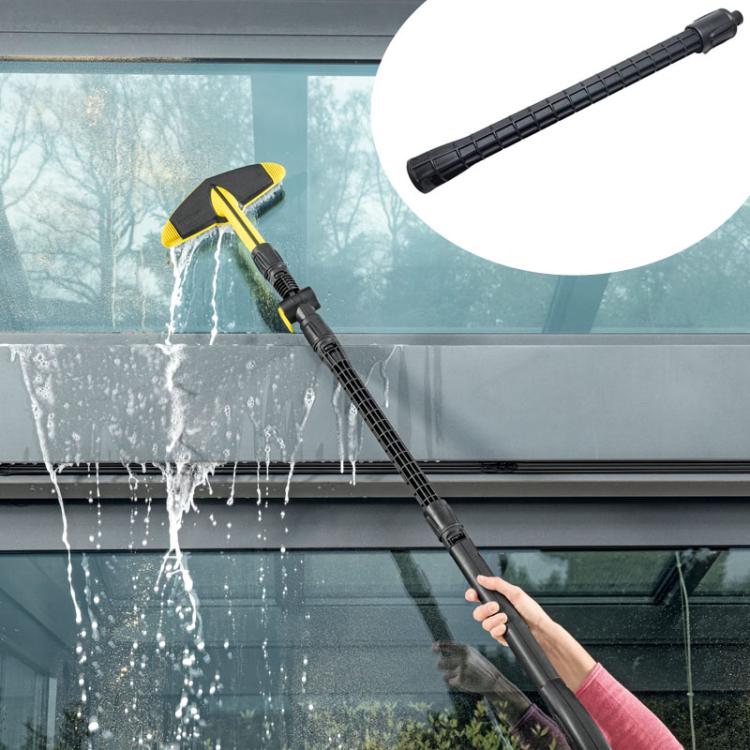 Car washer extension rod held for cleaning, black ridged shaft