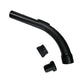 Curved vacuum cleaner handle with connector and screw nut pieces, black plastic