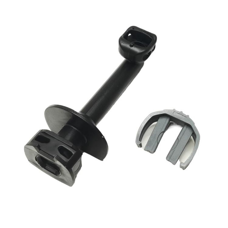 Black plastic pressure washer hose connector fitting with gray locking ring insert