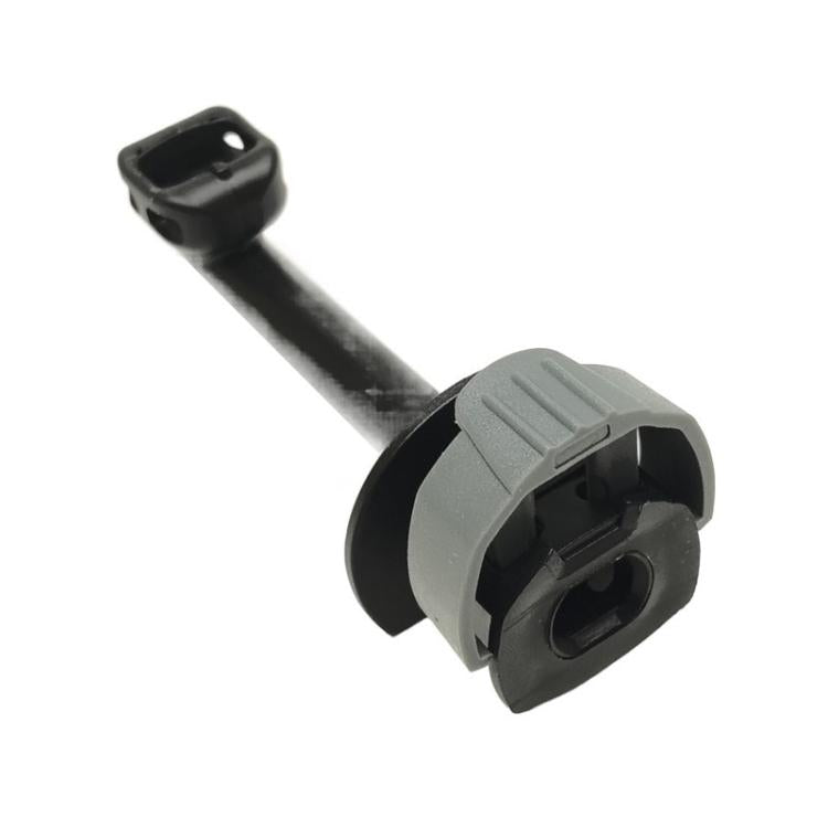 Black hose connector fitting with gray latch collar and square outlet