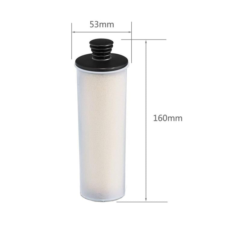 Filter cartridge for steam cleaner, clear cylinder with black push-top and base
