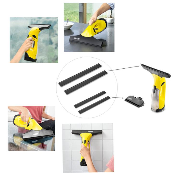Black rubber scraper blade set with yellow Karcher window cleaner handle