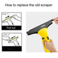 Yellow Karcher window cleaner with black rubber scraper blade removed