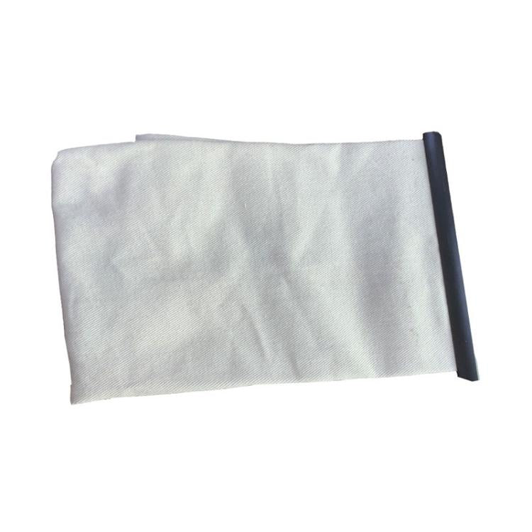 Reusable canvas vacuum filter bag with black side seal, no pocket shown