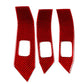 Set of three red carbon-fiber patterned lift panel decorative stickers with rectangular cutouts