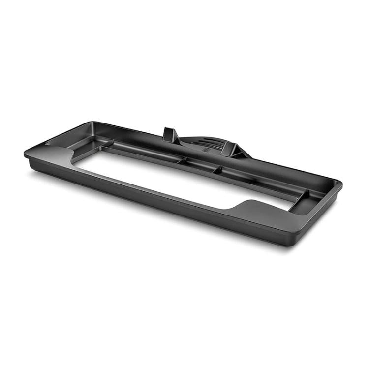 Black carpet cleaner accessory base frame with molded channels and side handle