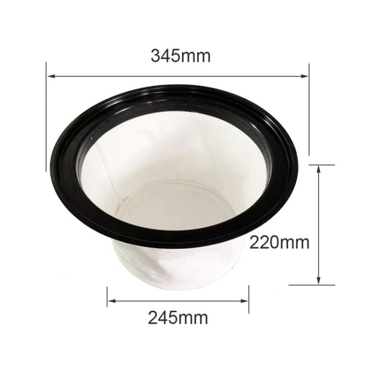 Vacuum dust filter, black rim, white pleated media, 345mm diameter